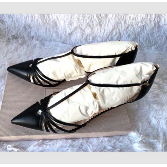NIB SJP by Sarah Jessica Parker Carrie Black T-Strap Pumps EU 41.5 US 10.5 70mm - Picture 9 of 16